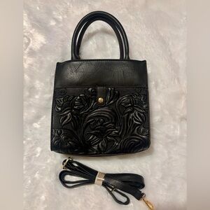 Francesca's Collections Black Floral Satchel